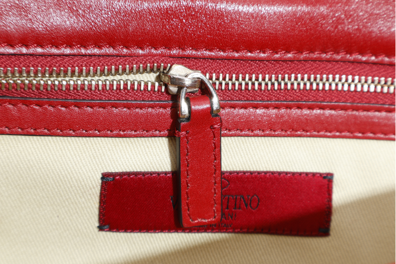 VALENTINO GARAVANI LOCK MINI RED LEATHER SHOULDER BAG WITH DUST COVER