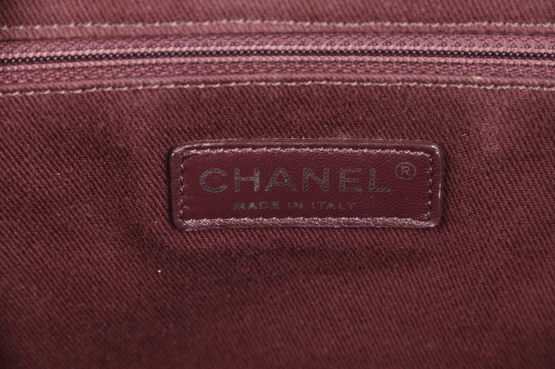 CHANEL FRONT POCKET FLAP SHOPPING TOTE (1974xxxx) BROWN GLAZED CALFSKIN SILVER HARDWARE WITH DUST COVER