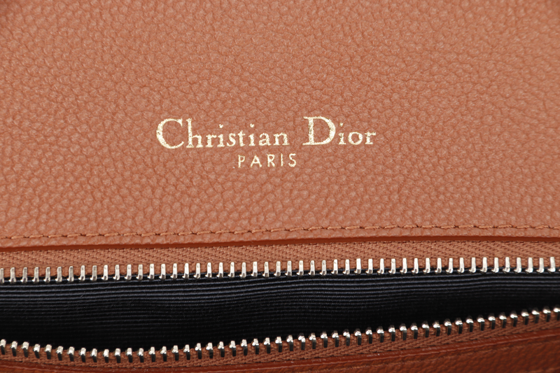 CHRISTIAN DIOR DIORAMA SHOULDER BAG (09-BO-0176) COPPER BROWN LEATHER GOLD HARDWARE WITH STRAPS , CARD AND DUST COVER