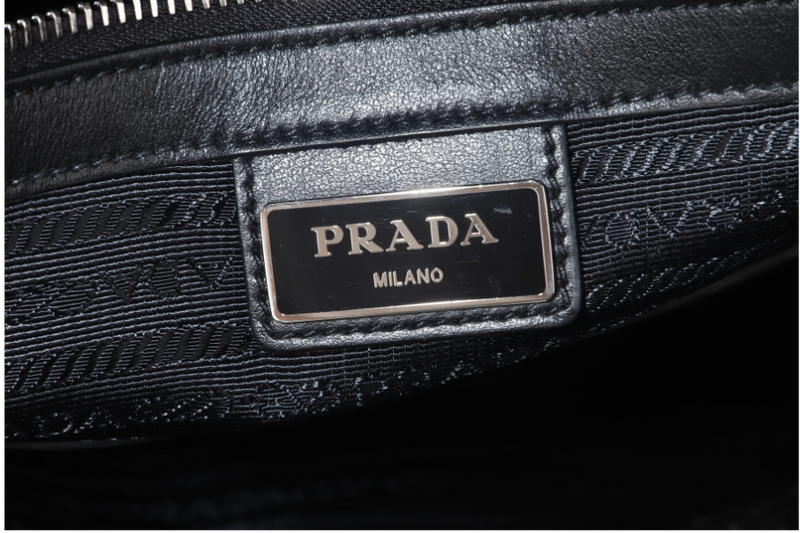 PRADA MEDIUM TOTE BAG (2VG079) BLACK SAFFIANO LEATHER SILVER HARDWARE NO DUST COVER