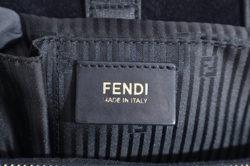 FENDI 8BH250-D7E 2JOURS ELITE TOTE MEDIUM BLACK VITELLO LEATHER GOLD HARDWARE WITH STRAPS, DUST COVER AND CARD