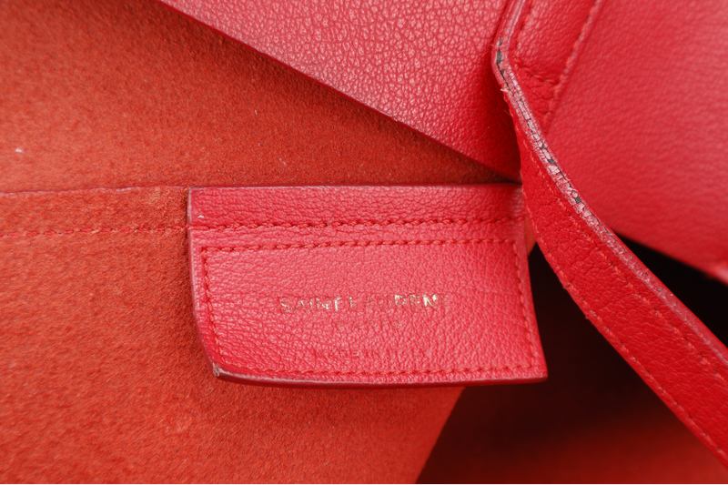 YVES SAINT LAURENT (YSL) EAST WEST TOTE BAG RED LEATHER NO DUST COVER