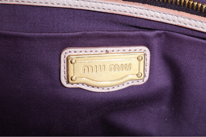MIU-MIU MIU PINK MATELASSE LEATHER LARGE COFFER BAG GOLD HARDWARE WITH LEATHER STRAPS AND KEYS NO DUST COVER