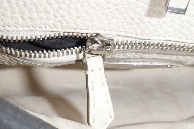 FENDI PEEKABOO ISEEU MEDIUM GREY LEATHER SILVER HARDWARE WITH STRAPS, DUST COVER AND RAINCOAT