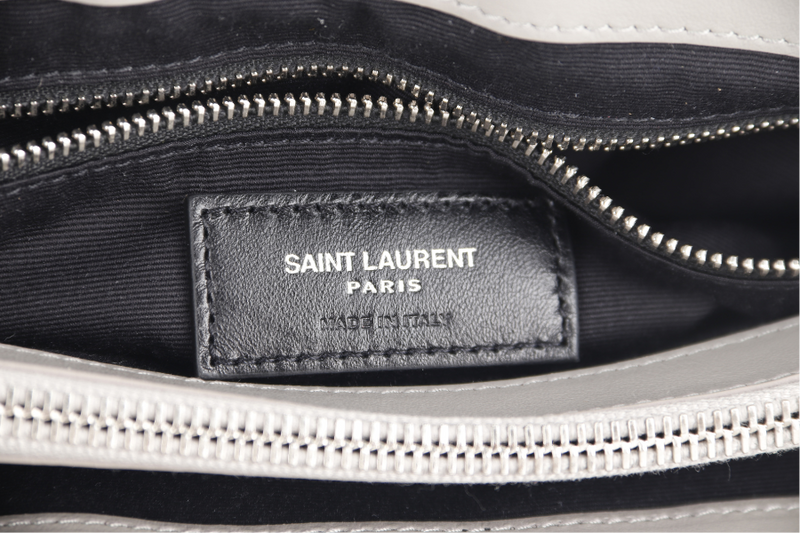 YVES SAINT LAURENT (YSL) LOULOU MEDIUM GREY CALFSKIN SILVER HARDWARE WITH CARD AND DUST COVER