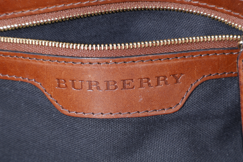 BURBERRY BRIDLE LYNHER (3763830-62Q) MEDIUM BROWN BEIGE HOUSE CHECK CANVAS AND LEATHER NO DUST COVER