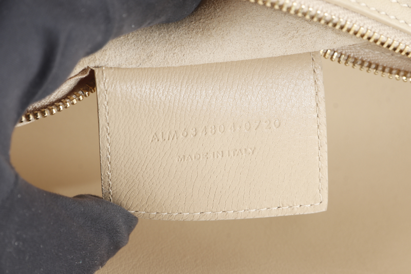 YVES SAINT LAURENT (YSL) SUZANNE HOBO SHOULDER BAG BEIGE GRAINED LEATHER GOLD HARDWARE WITH DUST COVER