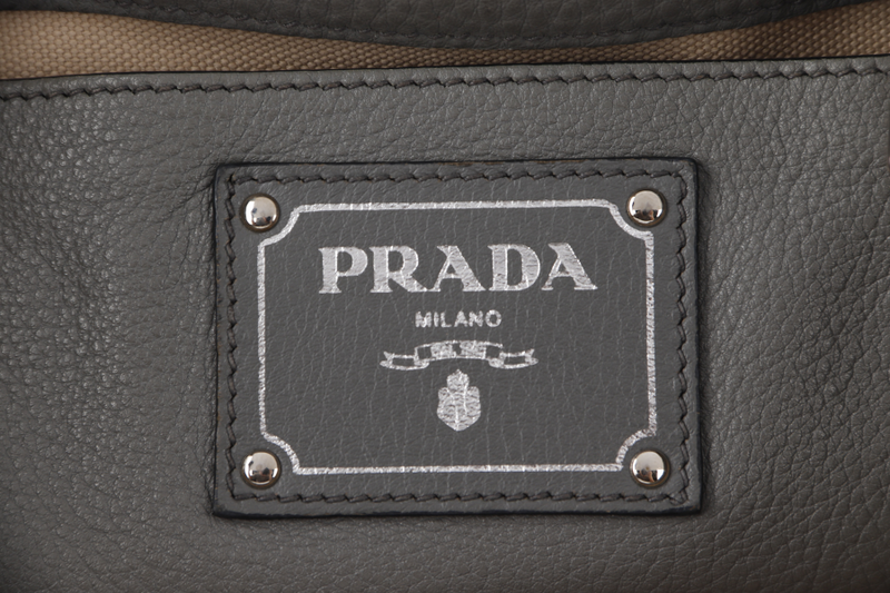 PRADA VITELLO DAINO TOTE BAG (BR5090) GREY LEATHER SILVER HARDWARE NO DUST COVER