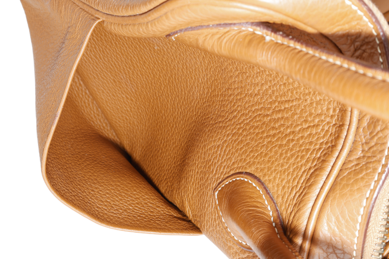 HERMES LINDY 34 STAMP K SQUARE (YEAR 2007) GOLD CLEMENCE LEATHER GOLD HARDWARE WITH DUST COVER