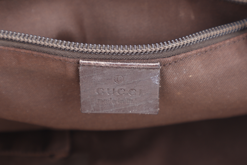 GUCCI TOTE BAG BROWN CANVAS SILVER HARDWARE NO DUST COVER
