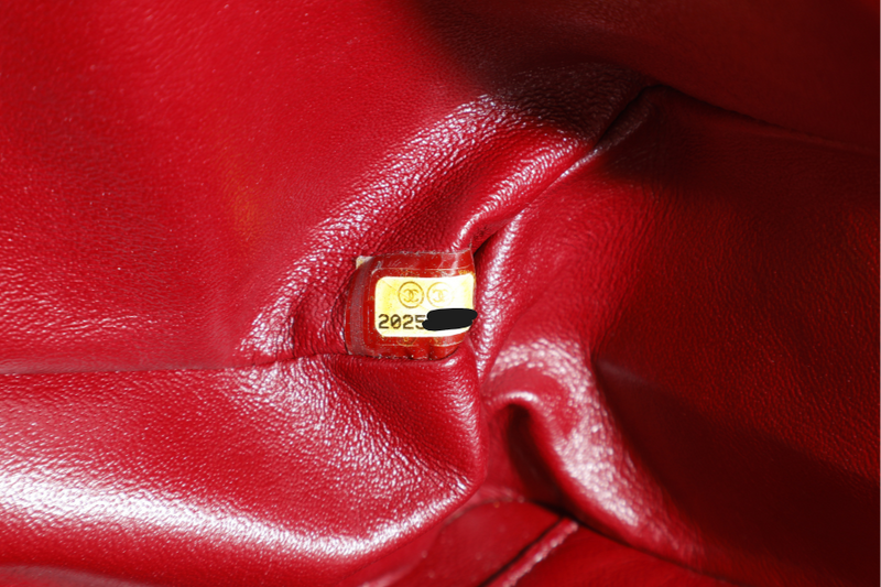 CHANEL 2.55 REISSUE (2025xxxx) BURGUNDY PATENT CAVIAR LEATHER RUTHENIUM HARDWARE WITH CARD NO DUST COVER