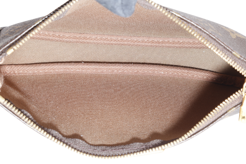 LOUIS VUITTON MULTI POCHETTE ACCESSORIES MONOGRAM CANVAS GOLD HARDWARE WITH PINK STRAPS AND DUST COVER