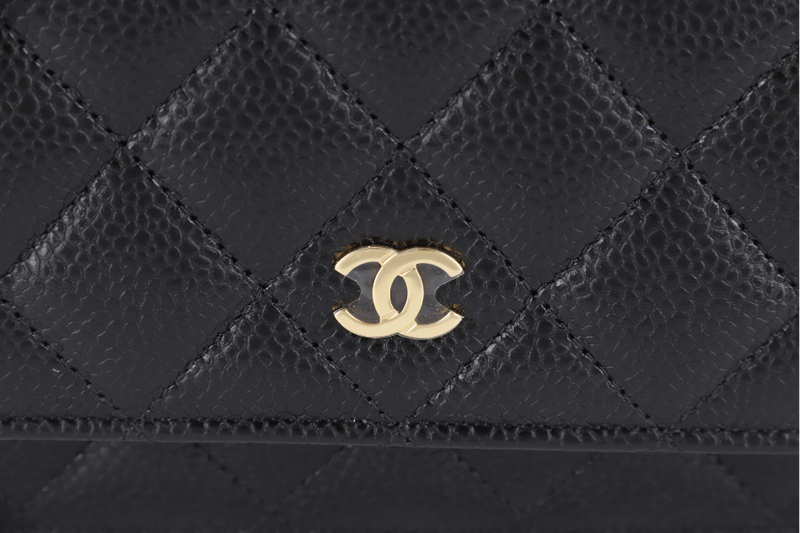 CHANEL WALLET ON CHAIN (JT7Xxxxx) BLACK CAVIAR LEATHER GOLD HARDWARE WITH DUST COVER AND BOX