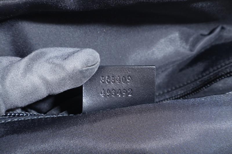 GUCCI TECHNO WEB BELT BAG BLACK CANVAS SILVER HARDWARE WITH DUST COVER