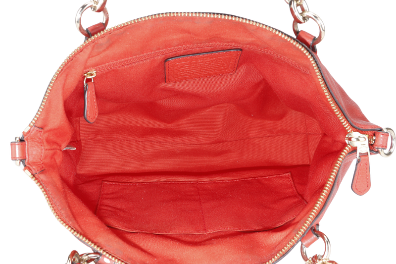 COACH F36675 SMALL KELSEY SATCHEL BRIGHT ORANGE CARMINE PEBBLE LEATHER