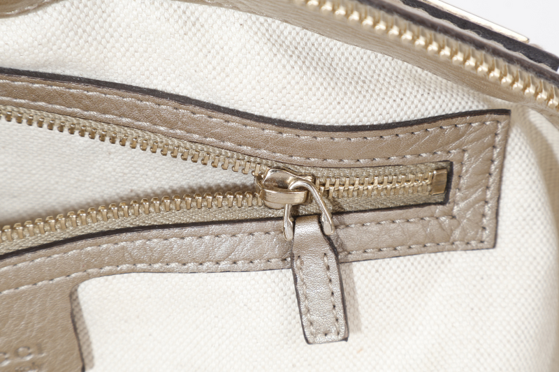GUCCI BAMBOO 2WAY TOTE BAG GOLD LEATHER GOLD HARDWARE WITH DUST COVER AND STRAPS