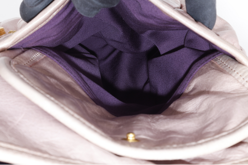 MIU-MIU MIU PINK MATELASSE LEATHER LARGE COFFER BAG GOLD HARDWARE WITH LEATHER STRAPS AND KEYS NO DUST COVER