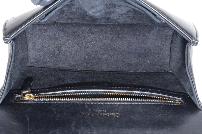 CHRISTIAN DIOR DIORAMA STUDDED BLACK LAMBSKIN GOLD HARDWARE (09-BO-0197) WITH DUST COVER AND CARD