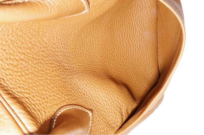 HERMES LINDY 34 STAMP K SQUARE (YEAR 2007) GOLD CLEMENCE LEATHER GOLD HARDWARE WITH DUST COVER