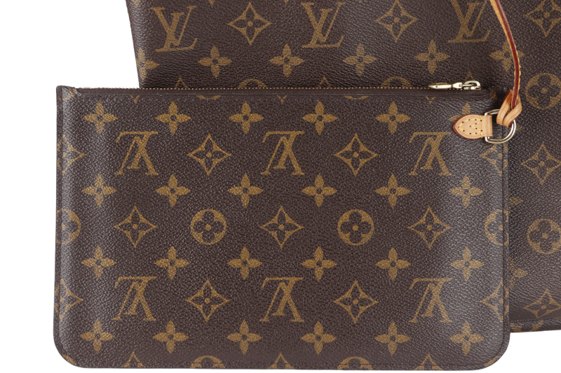 LOUIS VUITTON NEVERFULL MM (M46987) MONOGRAM CANVAS GOLD HARDWARE WITH POUCH