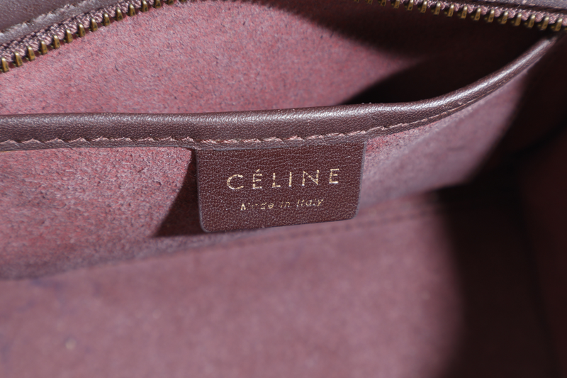 CELINE LUGGAGE NANO BAG TRICOLOR BROWN TAUPE LEATHER GOLD HARDWARE WITH LONG STRAPS