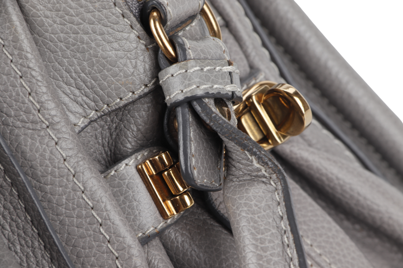 CHLOE PARATY HANDBAG( 01135765-D) GREY CALF LEATHER GOLD HARDWARE WITH DUST COVER AND CARD