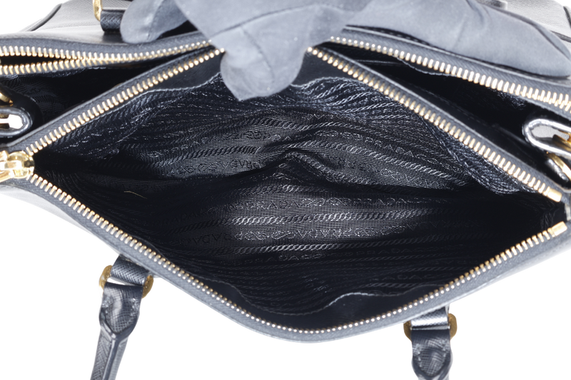 PRADA BLACK GALLERIA SMALL SAFFIANO LEATHER GOLD HARDWARE WITH STRAPS NO DUST COVER