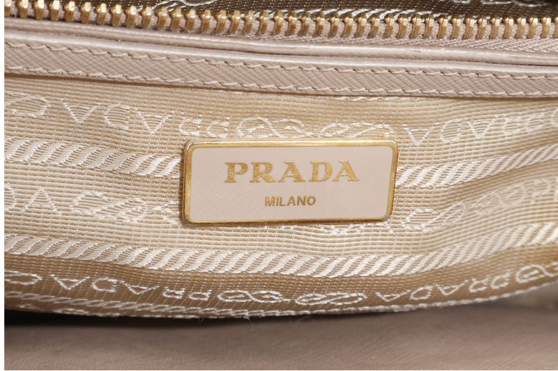 PRADA GALLERIA MEDIUM BEIGE SAFFIANO LEATHER GOLD HARDWARE WITH STRAPS AND DUST COVER