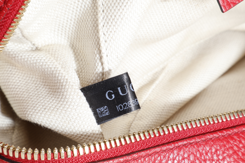GUCCI SOHO DISCO CROSSBODY RED CALF LEATHER GOLD HARDWARE NO DUST COVER