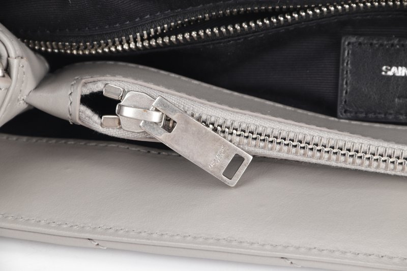 YVES SAINT LAURENT (YSL) LOULOU MEDIUM GREY CALFSKIN SILVER HARDWARE WITH CARD AND DUST COVER