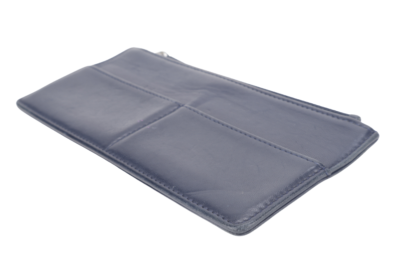 CHANEL ENVELOPE CLUTCH BLUE LEATHER SILVER HARDWARE (2254xxxx} WITH SMALL POUCH
