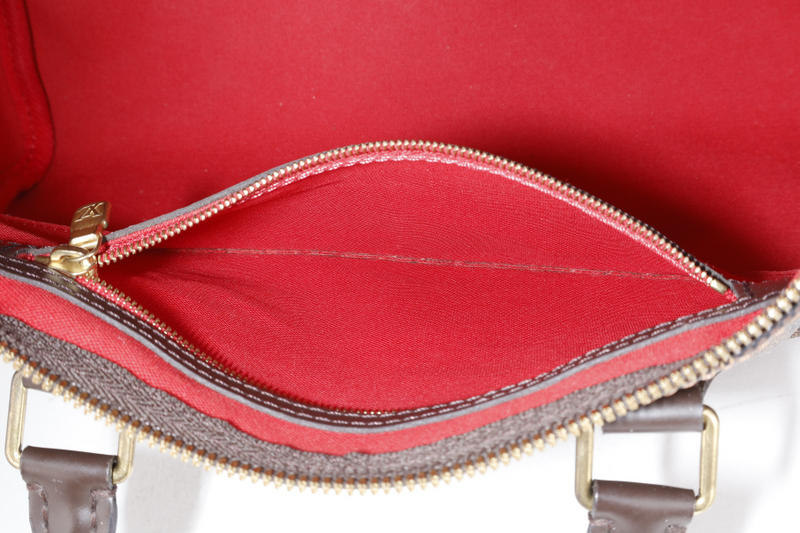 LOUIS VUITTON SPEEDY 30 DAMIER EBENE CANVAS GOLD HARDWARE WITH STRAPS, LOCK & KEYS AND DUST COVER