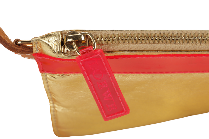 LOEWE AMAZONA 35 ORANGE PVC VINYL GOLD HARDWARE WITH POUCH, PADLOCK AND KEYS