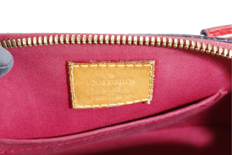 LOUIS VUITTON ALMA BB RED VERNIS WITH GOLD HARDWARE, STRAPS AND NO DUST COVER
