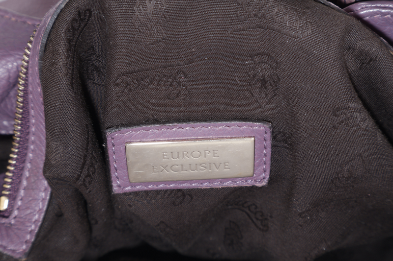 GUCCI G WAVE LEATHER HOBO PURPLE CALF LEATHER SILVER HARDWARE WITH DUST COVER AND STRAPS