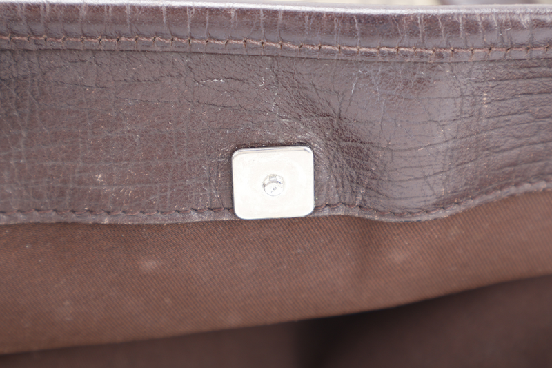 GUCCI TOTE BAG BROWN CANVAS SILVER HARDWARE NO DUST COVER
