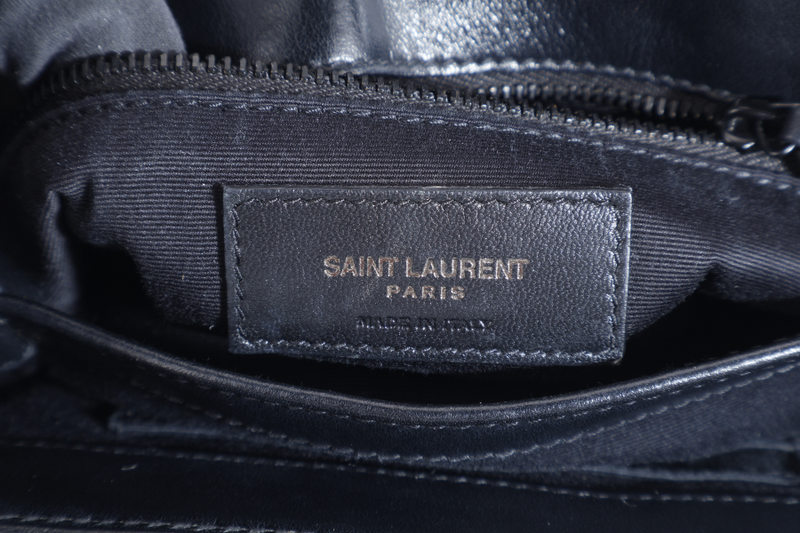 YVES SAINT LAURENT (YSL) LOULOU TOY SO BLACK WITH BLACK CALFSKIN WITH STRAPS AND DUST COVER