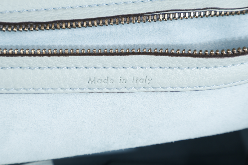 CELINE LUGGAGE TOTE POWDER BLUE LEATHER GOLD HARDWARE WITH DUST COVER NO BOX