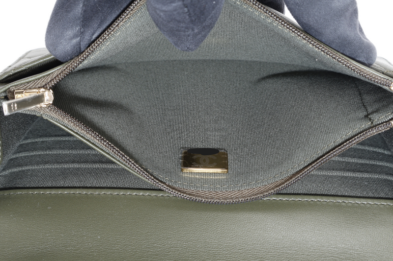 CHANEL PICK ME UP TOP HANDLE WOC GREEN LAMBSKIN GOLD HARDWARE (P45Txxxx) WITH DUST COVER, BOX AND PAPER BAG