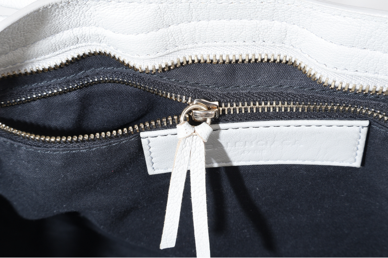 BALENCIAGA CITY EDGE LIGHT GREY LEATHER GOLD HARDWARE WITH STRAPS AND DUST COVER