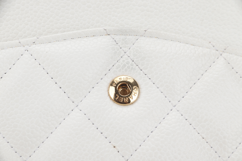 CHANEL JUMBO CLASSIC DOUBLE FLAP (1791xxxx) WHITE CAVIAR GOLD HARDWARE WITH CARD NO DUST COVER