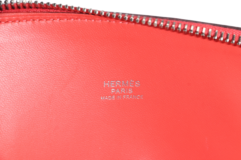 HERMES BOLIDE 25 CAPUCINES EPSOM LEATHER SILVER HARDWARE STAMP A (YEAR 2017) WITH STRAP, RAINCOAT AND BOX NO DUST COVER