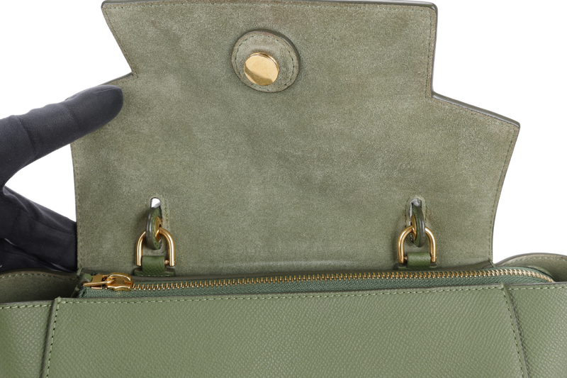 CELINE MICRO BELT BAG GREEN LEATHER GOLD HARDWARE WITH STRAPS AND DUST COVER