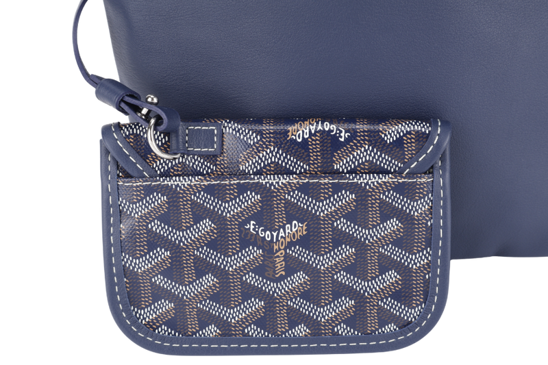 GOYARD MINI ANJOU NAVY BLUE GOYARDINE WITH POUCH WITH DUST COVER