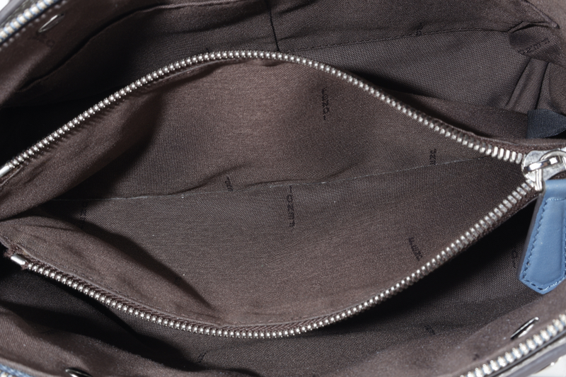 FENDI BY THE WAY SHOULDER BAG MEDIUM BLUE LEATHER SILVER HARDWARE WITH LONG STRAPS NO DUST COVER