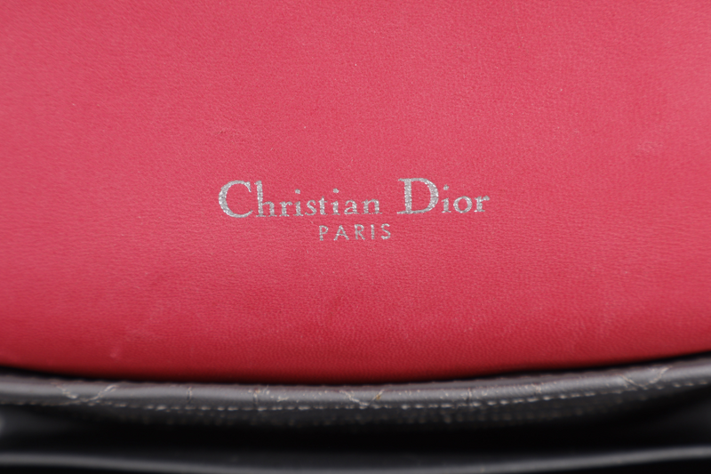 CHRISTIAN DIOR MISS DIOR FLAP CANNAGE BAG MEDIUM FUCHSIA LAMBSKIN SILVER HARDWARE NO DUST COVER