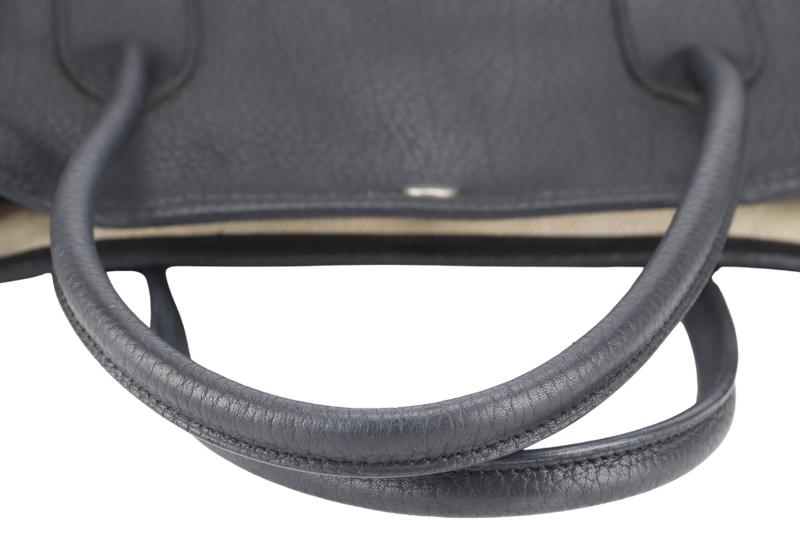 HERMES GARDEN PARTY 36 BLACK NEGONDA LEATHER SILVER HARDWARE STAMP M (YEAR 2009) WITH DUST COVER