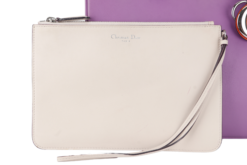 CHRISTIAN DIOR DIORISSIMO MEDIUM (09-MA-0134) TRICOLOR CALFSKIN SILVER HARAWARE WITH POUCH , STRAPS AND DUST COVER