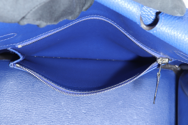 HERMES BIRKIN 25 BLUE ELECTRIC TOGO SILVER HARDWARE STAMP O (YEAR 2011) WITH KEYS, LOCK, DUST COVER AND RAINCOAT