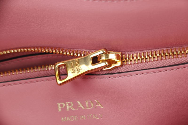 PRADA PARADIGME BAG (1BA103) PINK SAFFIANO LEATHER GOLD HARDWARE WITH STRAP AND DUST COVER